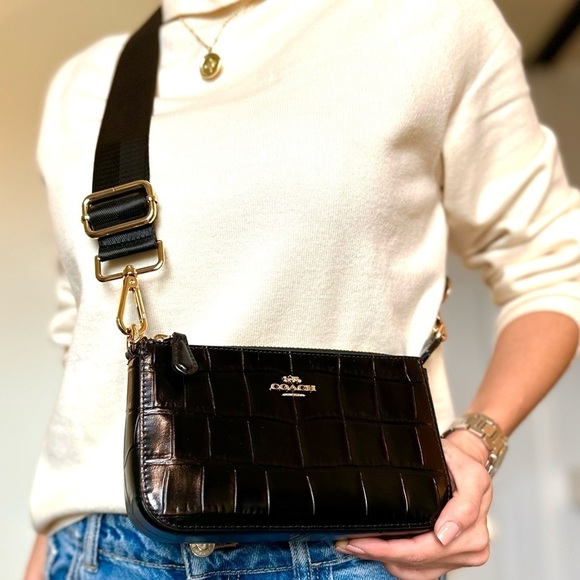 Coach Handbags - NEW Coach bag crossbody shoulder black leather gold-tone hardware 2 strap NWT